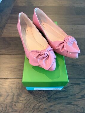 kate spade glossy pink knot-toe ballet flats